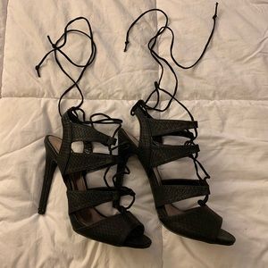 Black lace up heels